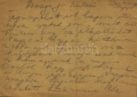 1942 Pfeifer Gyuri zsidó KMSZ (közérdekű munkaszolgálatos) levele apjának Pfeifer Lajosnak a mátésza...