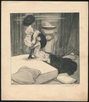 Franz von Bayros (1866-1924): Cherie-t as surpasse toi meme. Heliogravúr, papír, jelzett a nyomaton (Choisy Le Conin) 16,5×16 cm