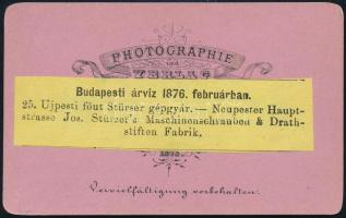 1876 Budapest, árvíz, újpesti főút, Stürser gépgyár, Mayer G. hidegpecséttel jelzett fotója,  6,5×10...