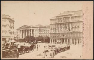 cca 1865 Budapest, Kálvin tér a Nemzeti Múzeum felé, Klösz György fotója, 6,5×10,5 cm