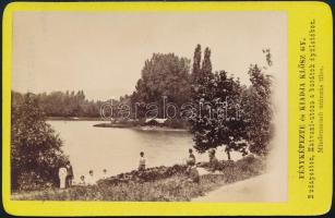cca 1880 Budapest, Városligeti-tó, keményhátú fotó Klösz György műterméből, 7×10,5 cm