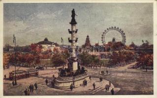Wien, Vienna, Bécs II. Praterstern mit Tegetthoff-Denkmal und Riesenrad / square, monument, ferris wheel, tram, Postkarten-Industrie A.G. s: P. Kaspar (small tear)