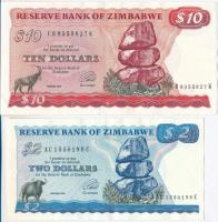Zimbabwe 1994. 2$ + 10$ T:II Zimbabwe 1994. 2 Dollars + 10 Dollars C:XF