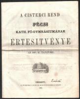 1863-1869 Győr, Pannonhegyi Szent Benedek-Rend Győri Főgymnasiuma Ifjuságának érdemesorozata az 1862...