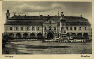 Esztergom, Városháza, Szentháromság szobor + 1938 Esztergom, Szent István Ünnepségek So. Stpl