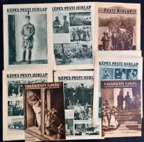 1929-1933 Képes Pesti Hírlap 8 száma+1929 A világ tükre 1 száma + 1933 Vasárnapi Újság a Budapesti hírlap képes mellékletének 2 száma. Bennük rengeteg érdekes korabeli fotóval.