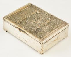 Erhardt & Söhne puttós alpakka doboz, jelzett, karcolással és horpadással, 16,5×12 cm
