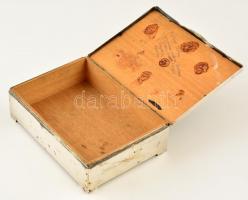 Erhardt & Söhne puttós alpakka doboz, jelzett, karcolással és horpadással, 16,5×12 cm