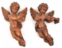 Zenélő fali angyal pár, fa őrlemény, préselt, m:13 cm (2×)