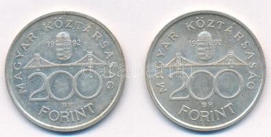 1992. 200Ft Ag "MNB" (2x) T:1-
Adamo: F13