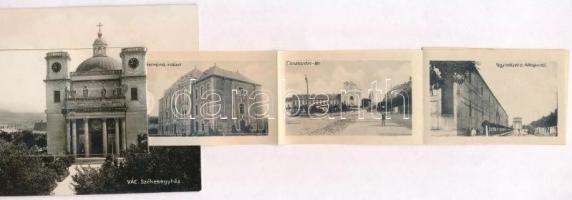 1931 Vác, Székesegyház, leporellólap, benne: Püspöki rezidencia és templom, Constantin tér, Fegyinté...