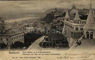 1904 Budapest I. Buda látképe az új halász-lépcsővel. Ganz Antal No. 19. (fa)