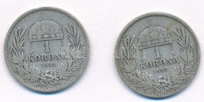 1893 1K Ag "Ferenc József" (2x) T:2-,3
Adamo: K5