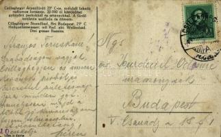 Budapest III. Csillaghegy, Árpád fürdő reklámlapja, fürdőzők (EK)