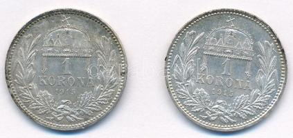 1915. 1K Ag "Ferenc József" (2x) T:1-,2 több ph.
Adamo: K5.1