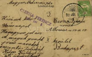 1911 Temesvár, Timisoara; Ferenc József színház, montázs előkelő urakkal és hölgyekkel / theatre, mo...