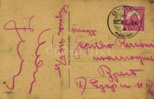 1927 Gyönk, Római katolikus templom, gimnázium, református iskola. Engel József kiadása