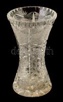 Csiszolt ólomkristály váza, jelzés nélküli, apró karcolásokkal m:18 cm