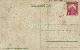 Mezőberény, Fő tér, kút, községháza, Piltz Márton üzlete és saját kiadása (fl)