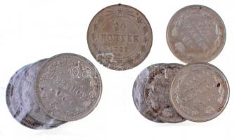 Orosz Birodalom 1906-1916. 15k Ag (4xklf) + 1909-1916. 20k Ag (4xklf) + Szocialista Szövetségi Szovjet Köztársaság 1922. 20k Ag T:1-,2,2- Russian Empire 1906-19016. 15 Kopeks Ag (4xdiff) + 1909-1916. 20 Kopeks Ag (4xdiff) + Russian Socialist Federated Soviet Republic 1922. 20 Kopeks Ag C:AU,XF,VF
