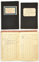 1909-1921 3 db fizetési könyv, sok bejegyzéssel