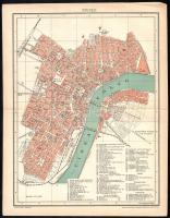 cca 1910 Szeged térképe, rajzolta: Kogutowicz Manó, kiadja: Pallas Részvénytársaság Nyomdája, 24×42 cm
