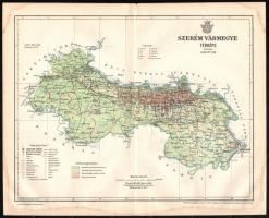 1897 Szerém vármegye térképe, tervezte: Gönczy Pál, Kiadja: Posner Károly Lajos és Fia, 24×29 cm