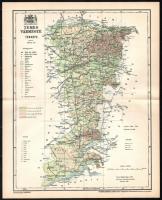 1897 Temes vármegye térképe, tervezte: Gönczy Pál, Kiadja: Posner Károly Lajos és Fia, 24×29 cm