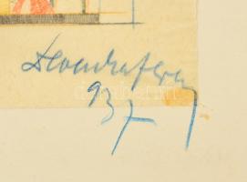 Kismarty Lechner Ödön (1916-2001): Templom belső ( 2 db), színes ceruza, pauszpapír, jelzett, 15,5×2...