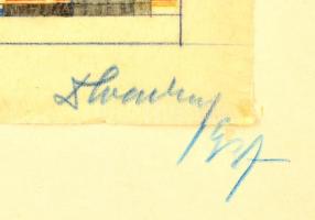 Kismarty Lechner Ödön (1916-2001): Templom belső ( 2 db), színes ceruza, pauszpapír, jelzett, 15,5×2...