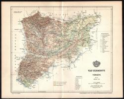 1897 Vas vármegye térképe, tervezte: Gönczy Pál, kiadja: Posner Károly Lajos és Fia, 24×29 cm
