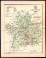 1894 Győr vármegye térképe, tervezte: Gönczy Pál, kiadja: Posner Károly Lajos és Fia, 24×29 cm