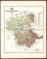 1895 Komárom vármegye térképe, tervezte: Gönczy Pál, kiadja: Posner Károly Lajos és Fia, 24×29 cm