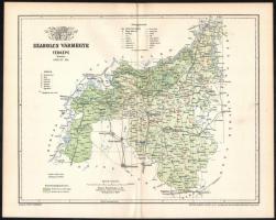 1897 Szabolcs vármegye térképe, tervezte: Gönczy Pál, kiadja: Posner Károly Lajos és Fia, 24×29 cm