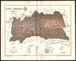 1895 Liptó vármegye térképe, tervezte: Gönczy Pál, kiadja: Posner Károly Lajos és Fia, 24×29 cm