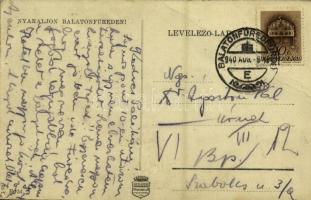 1940 Balatonfüred-gyógyfürdő, Erzsébet szanatórium, Ipoly udvar, Szökőkút, Hajóállomás, Yachtklub