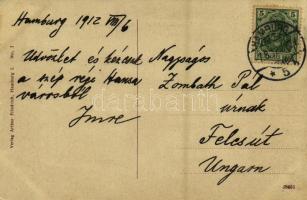 1912 Hamburg, Alt-Hamburg; Messberg mit Fischertwilte. Verlag Arthur Friedrich / street view, shops ...