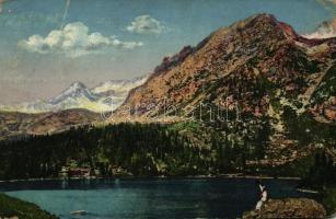 Tátra, Magas-Tátra, Vysoké Tatry; Popradské Pleso, Kopky stit / Poprádi-tó, Kopki csúcs / lake, mountain peak (EK)