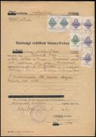 1946. Bp. (Mátyásföld), Hatósági erkölcsi bizonyítvány, illetékbélyegekkel