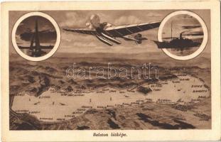 1940 Balaton, térkép, gőzhajó, vitorlás, hidroplán (EK)