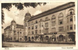 1938 Miskolc, Városi bérpaloták, Mayer kávézó, fodrász, dohány-tőzsde. Márton Jenő felvétele  (vágott / cut)