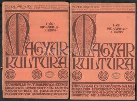 1913-1917 Magyar Kultúra I. évf. 7. és 8. száma, szakadozott borítóval. + Pesti Hírlap. 1917. márc. 1.