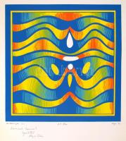 Hegyi György (1922-2001): Hullámzás. Szitanyomat (XV/XV), papír, jelzett, üdvözlő sorokkal, apró szakadással, 40×39 cm