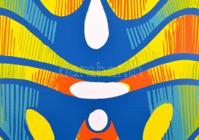 Hegyi György (1922-2001): Hullámzás. Szitanyomat (XV/XV), papír, jelzett, üdvözlő sorokkal, apró sza...