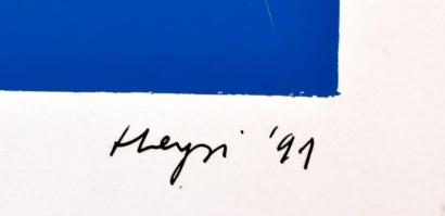 Hegyi György (1922-2001): Hullámzás. Szitanyomat (XV/XV), papír, jelzett, üdvözlő sorokkal, apró sza...