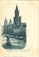 1898 Heilbronn, Kilianskirche / church, market vendors (cut)