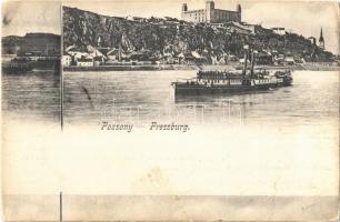 1904 Pozsony, Pressburg, Bratislava; vár, Vesta gőzhajó / castle, steamship (EK)