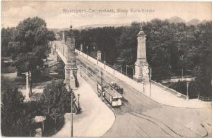 Stuttgart, Stuttgart-Cannstatt, Bad Canstatt; König Karls Brücke / bridge, tram (EK)