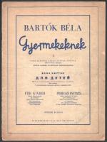 Bartók Béla 3 műve: Gyermekeknek. I., IV., III-IV. Kotta. Bp.,1950-1974,Zeneműkiadó-Editio Musica. Az egyik borító szakadt.