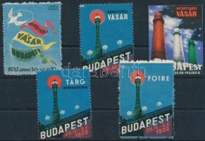 1932-1955 5 db klf Budapesti Nemzetközi Vásár levélzáró